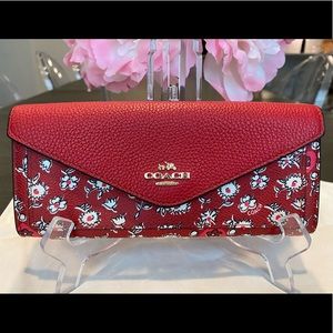 Authentic Coach wallet, red, floral, GHW